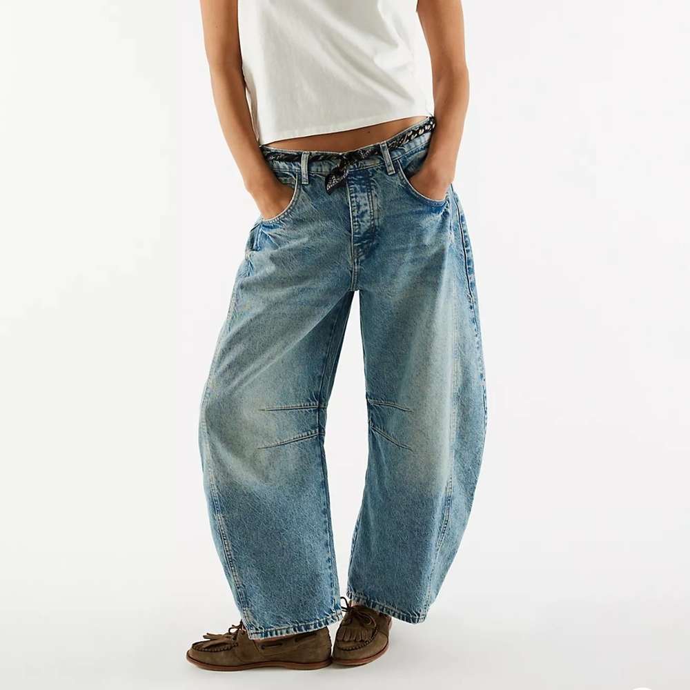 We The Free Good Luck Mid-Rise Barrel Jean